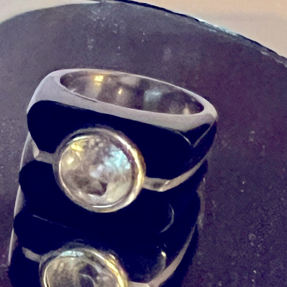 Chic Black onyx cz ring set in sterling silver size 7